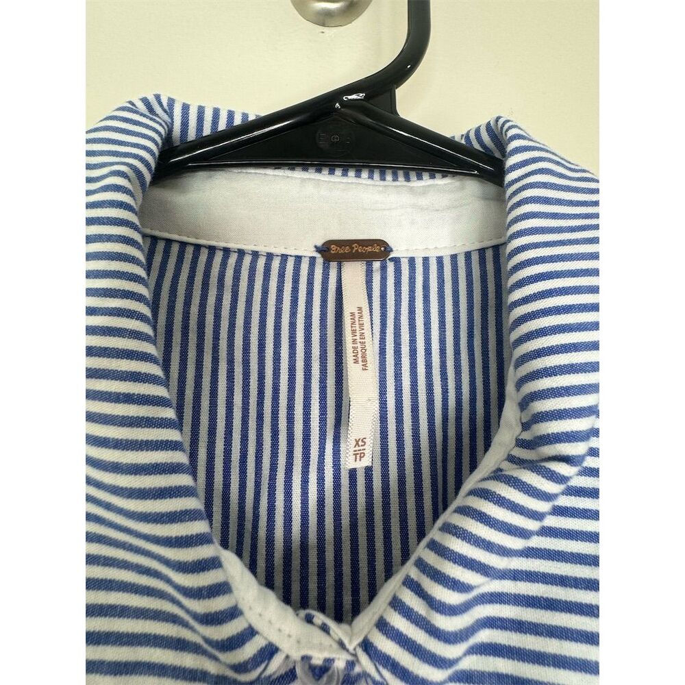 Free People XS Blue White All For You Striped Collared Flared Skirt Dress - Picture 7 of 13